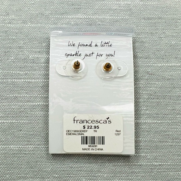 New Francesca’s Ruby Faceted Drop Earrings - Picture 2 of 4